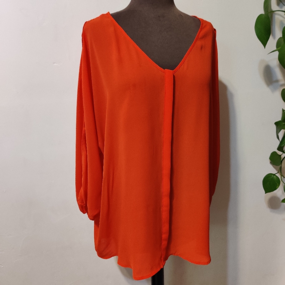 Worthington Cold shoulder Orange Blouse XL